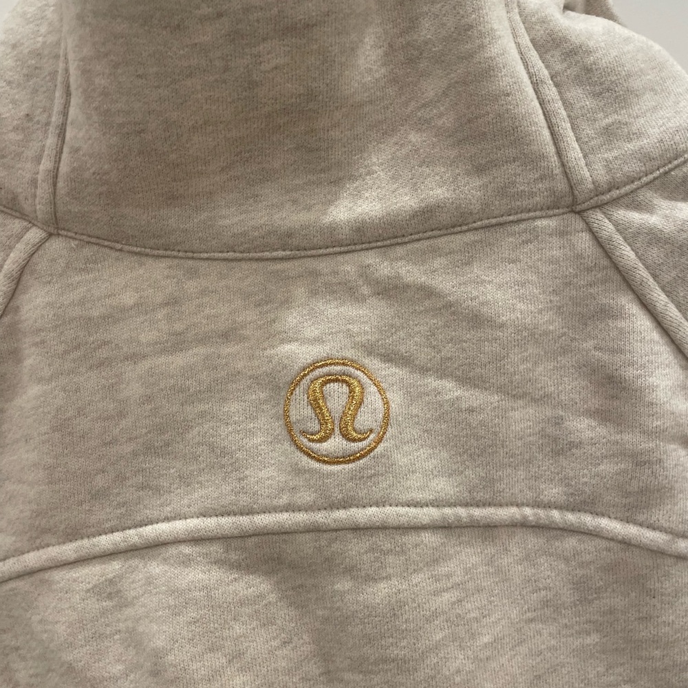 Lululemon Scuba Oversized Funnel Neck Half Neck Half Zip Heathered Light Ivory - Picture 6 of 8